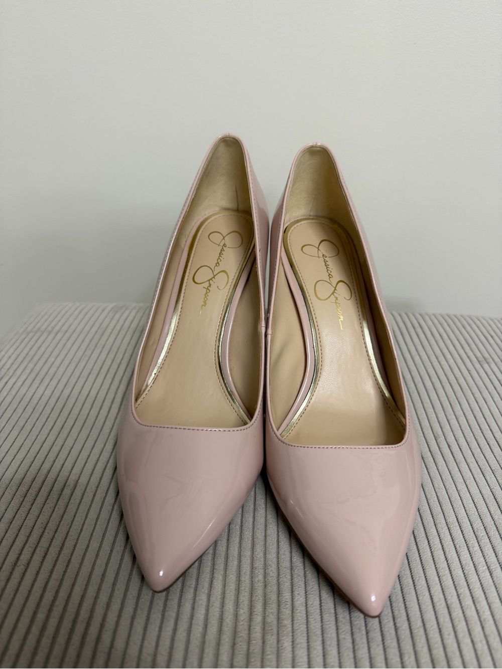 Jessica Simpson Blush Patent Pointed-Toe Pumps